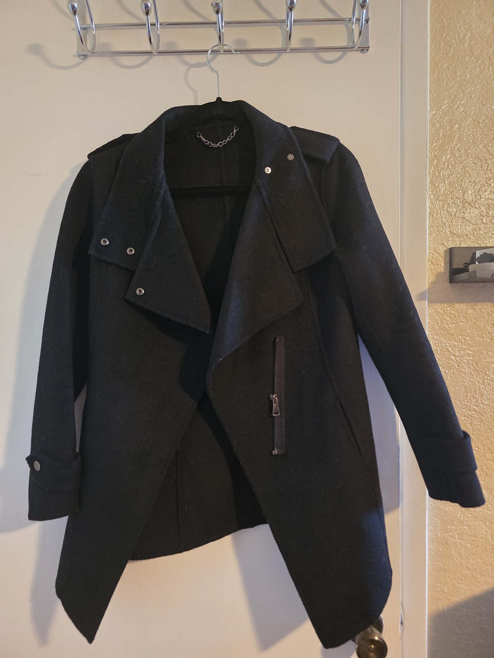 Anthropologie Belle And Bloom, Black Wool Pea Coat